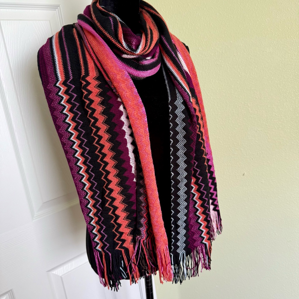 New Missoni Wool Blend Zigzag Large Scarf Shawl